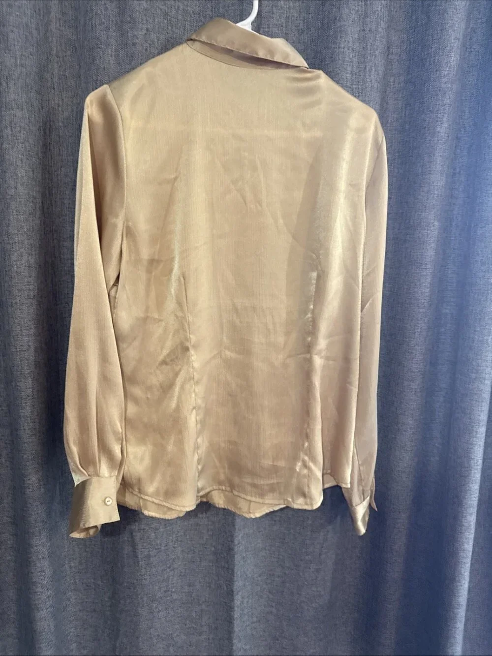 Women’s Gold Shining Notations Long Sleeve Button Up Shirt Size Medium - Picture 3 of 3